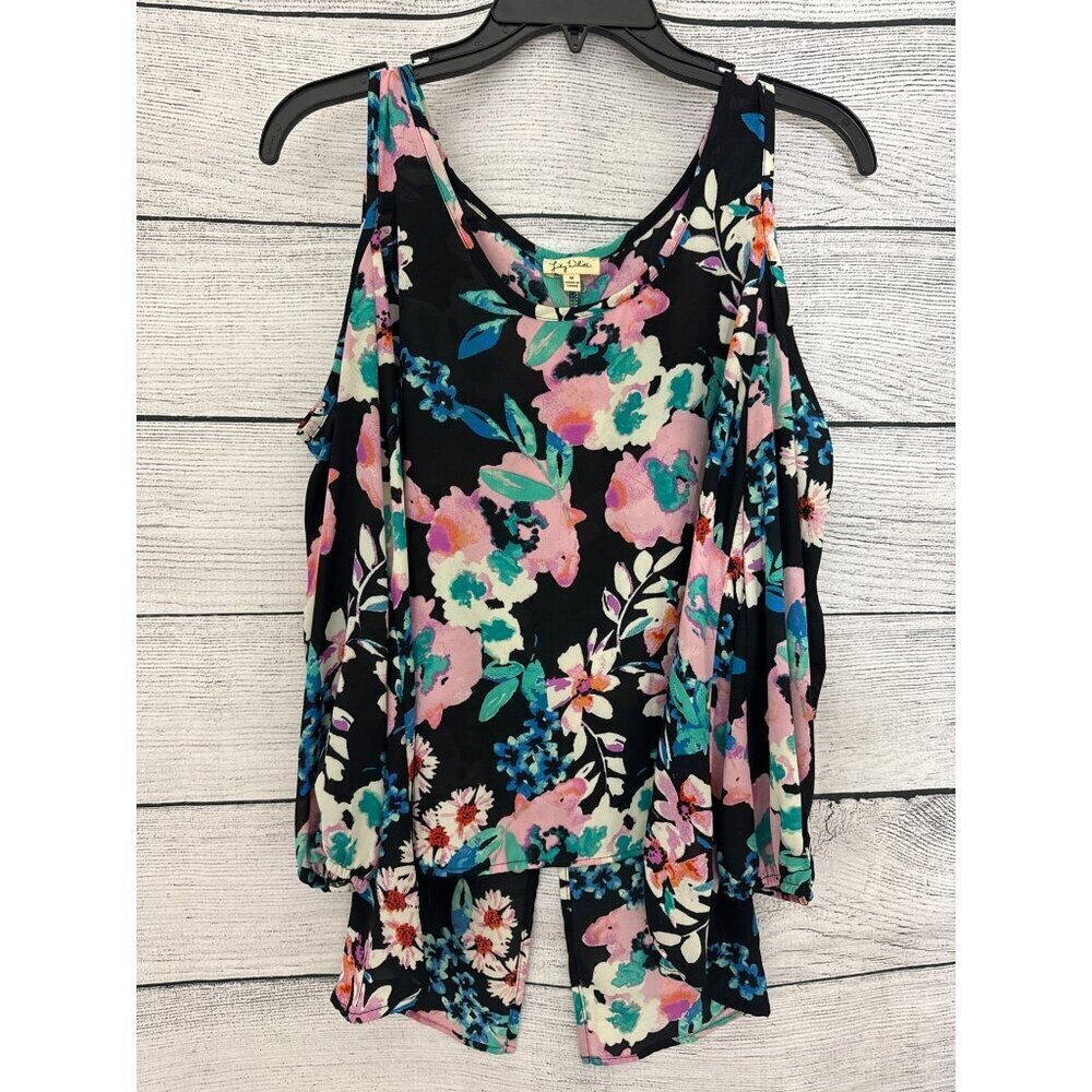 Lily White Cold Shoulder Flower Blouse M